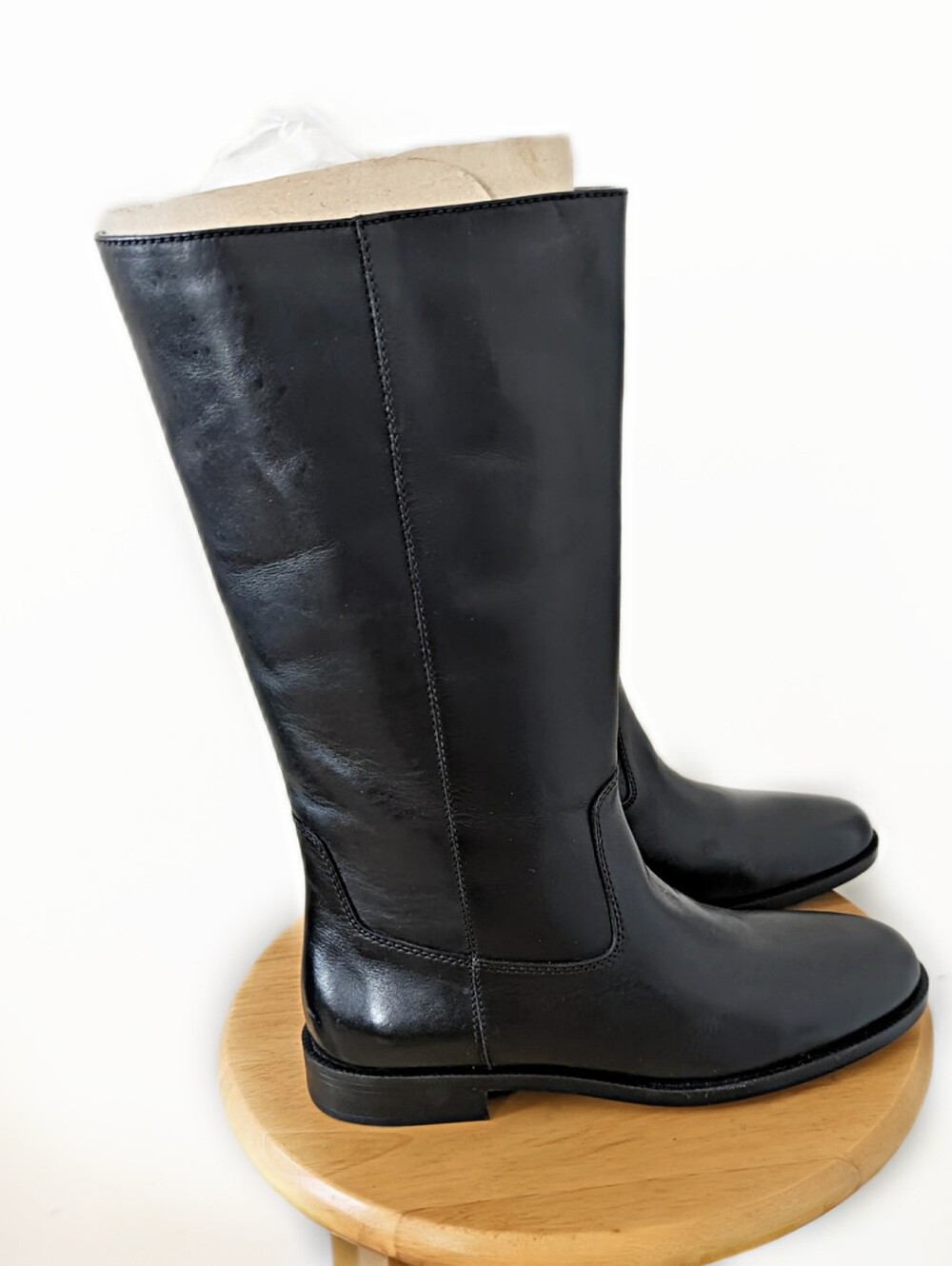 Mango Leather Black Knee-High Women's Boots - Picture 10 of 11